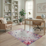 Pink Peony Butterfly Floral Area Rug