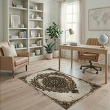 Ornate Gilded Heart Mandala Area Rug