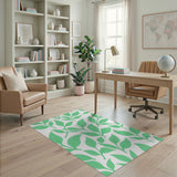 Vibrant Green Leaf Pattern Area Rug