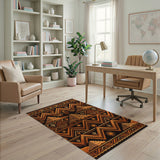 Orange Southwestern Cactus Pueblo Rug