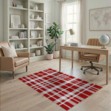 Red White Gingham Plaid Area Rug
