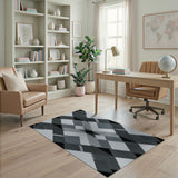 Black and White Monochrome Geometric Diamond Area Rug
