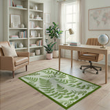 Floral Vintage Green Lush Fern Green Area Rug