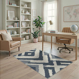 Navy Diamond Ikat Geometric Area Rug