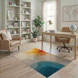 Fluid Overlapping Circles Abstract Area Rug