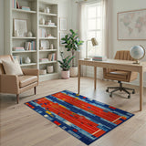 Bold Geometric Cityscape Area Rug
