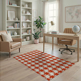Red Classic Red White Gingham Check Area Rug