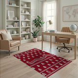 Red Gingerbread Houses Tribal Pattern Rug