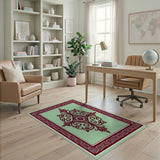 Ornate Mint Green Medallion Area Rug