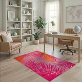 Pink Vibrant Pink Palm Frond Area Rug