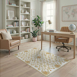 Gold and Silver Gold Floral Persian Area Rug