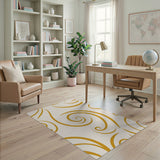Gold and Silver Abstract Area Golden Swirl Abstract Area Rug