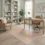 Pink Yellow Daisy Floral Vintage Area Rug