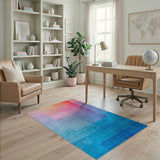 Sunset to Ocean Geometric Block Area Rug