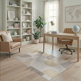 Abstract Neutral Shapes Beige Area Rug