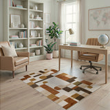 Geometric Modern Brown and Tan Abstract Geometric Brown Tan Area Rug