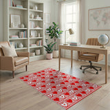 Red Heart Grid Area Rug