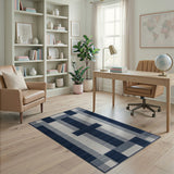 Navy Cross Grid Geometric Area Rug