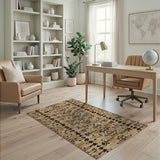 Tan Black Southwestern Geometric Area Rug