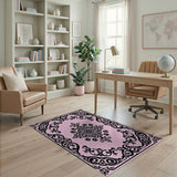 Pink Ornate Pink Floral Medallion Area Rug