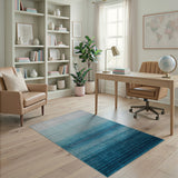 Blue and Teal Blue Ombre Gradient Striped Area Rug