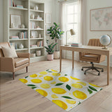 Vibrant Lemon Slices Leaves Area Rug