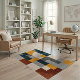 Multi-color and Patterns Bold Geometric Multi-Color Block Area Rug