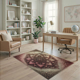 Ornate Pink Lotus Mandala Area Rug