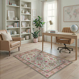 Multi-color and Patterns Ivory Pink Floral Persian Area Rug