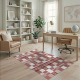 Red Plaid Check Rustic Farmhouse Area Rug