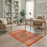 Bold Orange Geometric Southwestern Rug