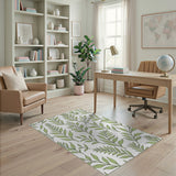 Floral Vintage Green Fern Leaf Pattern Area Rug