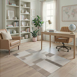Modern Beige Grey Geometric Abstract Rug