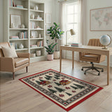 Rustic Woodland Cabins Area Rug