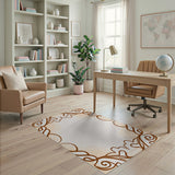 Ornate Floral Scroll Beige Area Rug