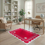 Vintage Red Scalloped Daisy Rug