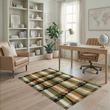 Green Rust Striped Coastal Area Rug