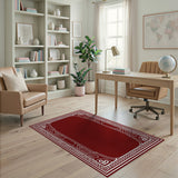 Ornate Red Border Area Rug