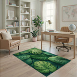 Lush Boho Chic Lush Monstera Leaf Green Area Rug