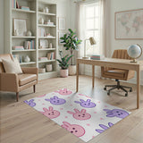 Adorable Pink Purple Cartoon Bunny Area Rug