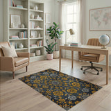Gold Silver Rose Mandala Area Rug