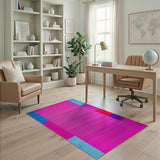 Vibrant Pink Multi-Color Geometric Stripe Area Rug