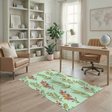 Vintage Floral Green Area Rug