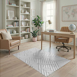 Black and White Black White Interlocking Geometric Area Rug