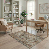 Tan Ivory Southwestern Geometric Area Rug
