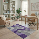 Purple Geometric Modern Purple Grey Abstract Geometric Area Rug