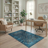 Teal Persian Floral Area Rug