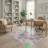 Whimsical Pink Multi-Floral Area Rug