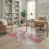 Pink Gold Marble Vein Abstract Area Rug
