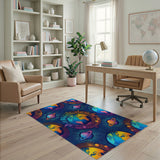 Cosmic Planets Blue Washable Area Rug